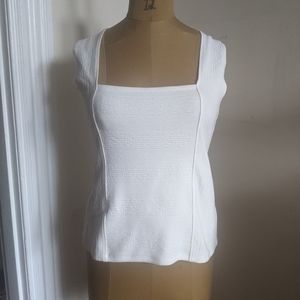 Maeve white textured knit top with X back